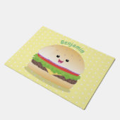 Niedlicher Hamburger-Cartoon Fußmatte (Schrägansicht)