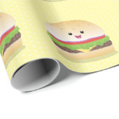 Niedlicher Hamburger-Cartoon Geschenkpapier (Rolleneckpunkt)