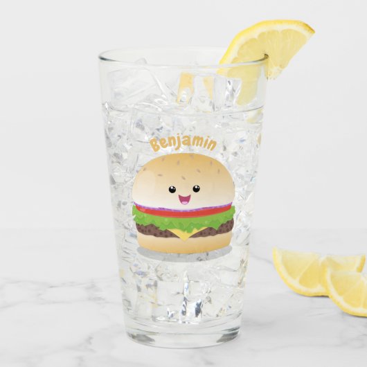 Niedlicher Hamburger-Cartoon Glas (Rückseite Ice)