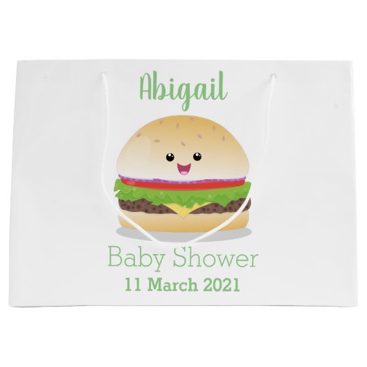 Niedlicher Hamburger-Cartoon Große Geschenktüte (Vorderseite)