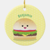 Niedlicher Hamburger-Cartoon Keramik Ornament (Hinten)