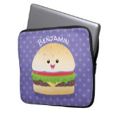 Niedlicher Hamburger-Cartoon Laptopschutzhülle (Vorderseite Links)
