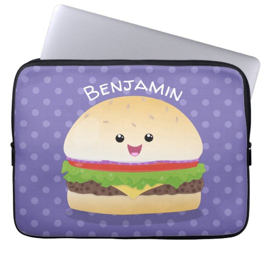 Niedlicher Hamburger-Cartoon Laptopschutzhülle (Vorderseite)