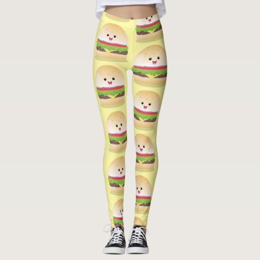 Niedlicher Hamburger-Cartoon Leggings (Vorderseite)