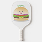 Niedlicher Hamburger-Cartoon Pickleball Schläger (Vorderseite)