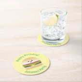 Niedlicher Hamburger-Cartoon Runder Pappuntersetzer (Vor Ort)