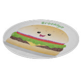 Niedlicher Hamburger-Cartoon Schneidebrett (Ecke)