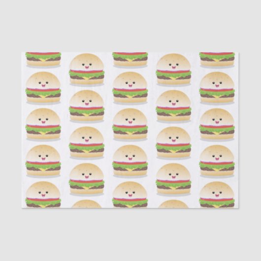Niedlicher Hamburger-Cartoon Seidenpapier (Vorderseite)