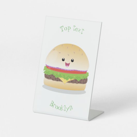 Niedlicher Hamburger-Cartoon Sockelschild (Vorderseite)