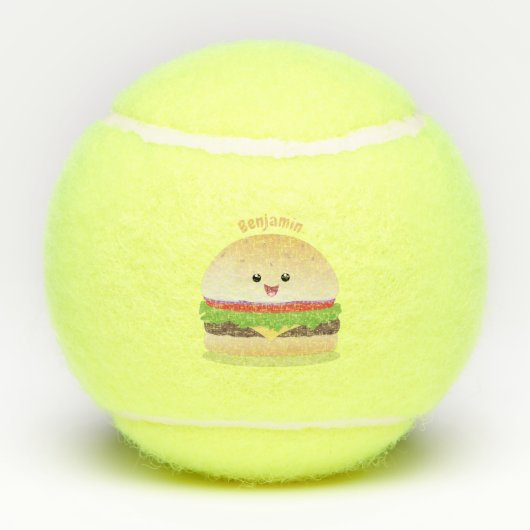 Niedlicher Hamburger-Cartoon Tennisbälle (Rückseite)