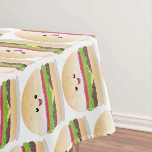Niedlicher Hamburger-Cartoon Tischdecke (Beispiel)