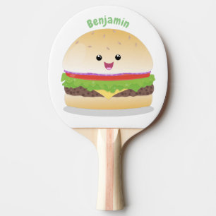 Niedlicher Hamburger-Cartoon Tischtennis Schläger