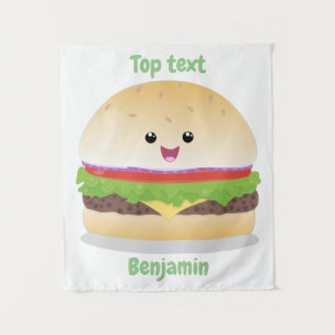 Niedlicher Hamburger-Cartoon Wandteppich