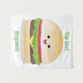 Niedlicher Hamburger-Cartoon Wandteppich (Vorderseite (Horizontal))