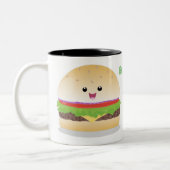 Niedlicher Hamburger-Cartoon Zweifarbige Tasse (Links)