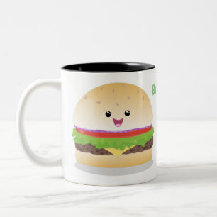 Niedlicher Hamburger-Cartoon Zweifarbige Tasse
