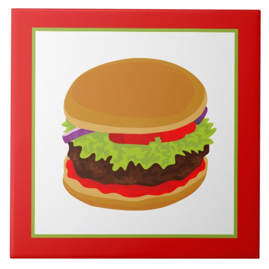 Niedlicher Hamburger liebt Zuhause Fliese (Vorderseite)