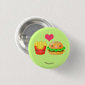 Niedlicher Hamburger u. Fischrogen Pinback Knopf Button (Vorne & Hinten)