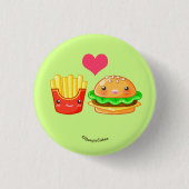 Niedlicher Hamburger u. Fischrogen Pinback Knopf Button (Vorderseite)