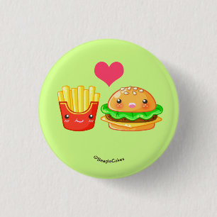 Niedlicher Hamburger u. Fischrogen Pinback Knopf Button