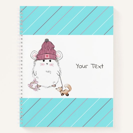 Niedlicher Hamster Blau Streifen Notizblock (Vorderseite)