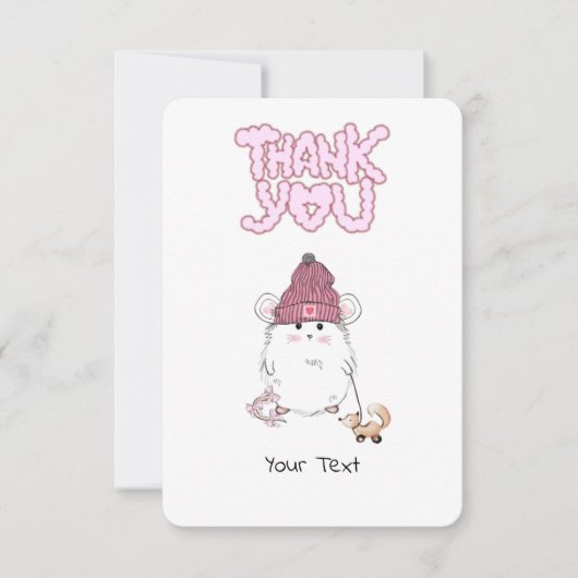 Niedlicher Hamster-Custom Pink Dankeskarte (Vorderseite)