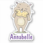 Niedlicher Hamster, der einen Nuss-Cartoon isst Aufkleber (Vorderseite)