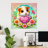 Niedlicher Hamster feiert Muttertag Poster (Heimbüro)