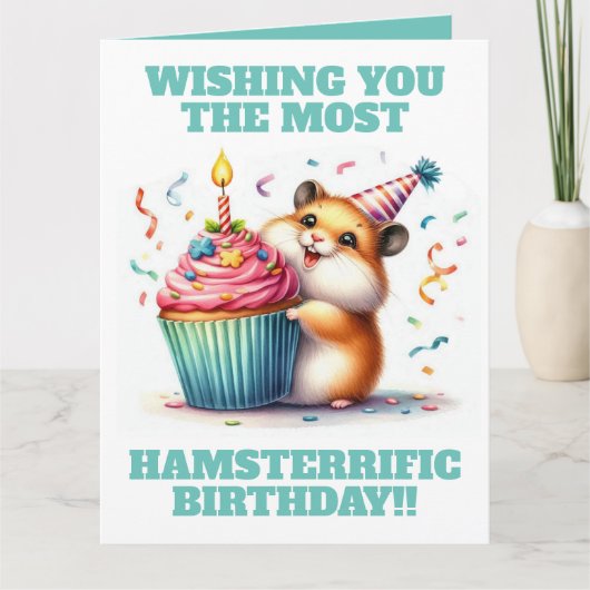 Niedlicher Hamster Heftkuchen Hamsterrier Geburtst Karte (Vorderseite)