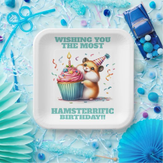 Niedlicher Hamster Heftkuchen Hamsterrier Geburtst Pappteller (Party)