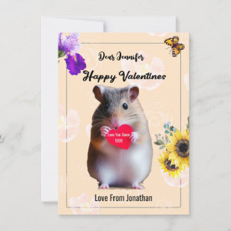 Niedlicher Hamster Herz und Flora Design Valentine Dankeskarte