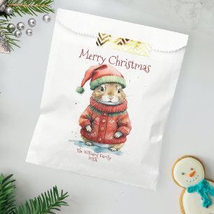 Niedlicher Hamster in der Weihnachtsmannmütze Weih Geschenktütchen