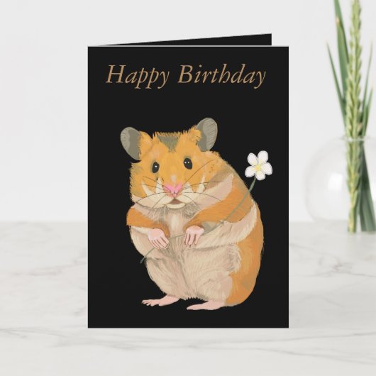 Niedlicher Hamster mit Blume Card Karte (Vorderseite)