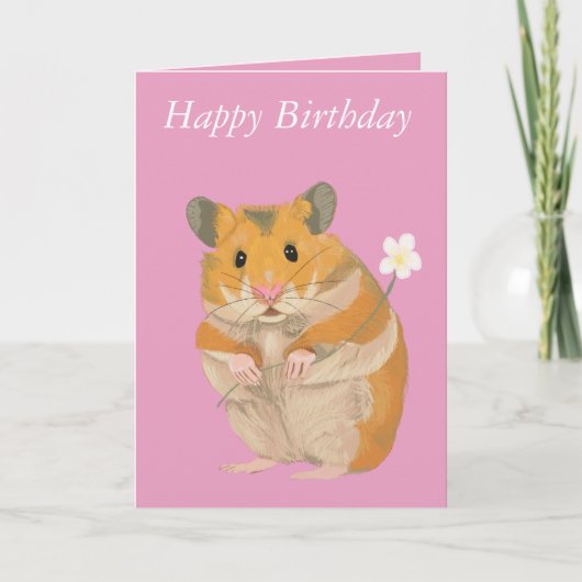 Niedlicher Hamster mit Blume Karte (Vorderseite)