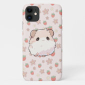 Niedlicher Hamster mit blumenbeertem Hintergrund Case-Mate iPhone Hülle (Rückseite)