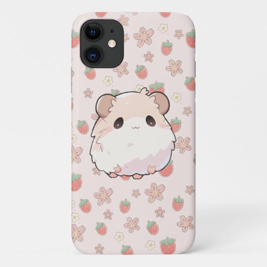 Niedlicher Hamster mit blumenbeertem Hintergrund Case-Mate iPhone Hülle (Rückseite)
