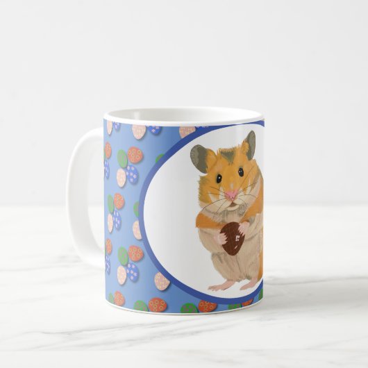 Niedlicher Hamster mit einem Ostereier Kaffeetasse (Vorderseite Links)