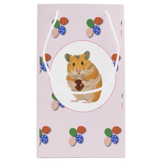 Niedlicher Hamster mit einem Ostereier Kleine Geschenktüte (Rückseite)