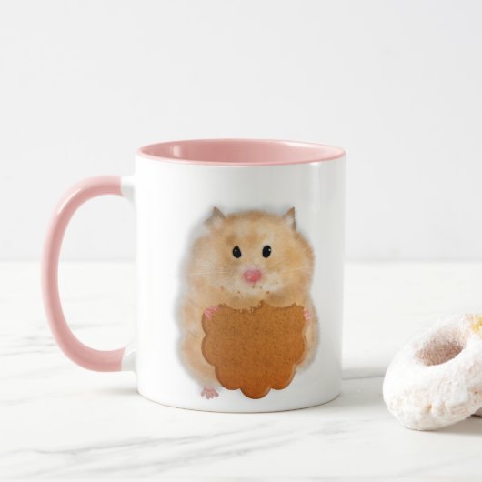 Niedlicher Hamster mit Keksillustrierung Tasse (Mit Donut)