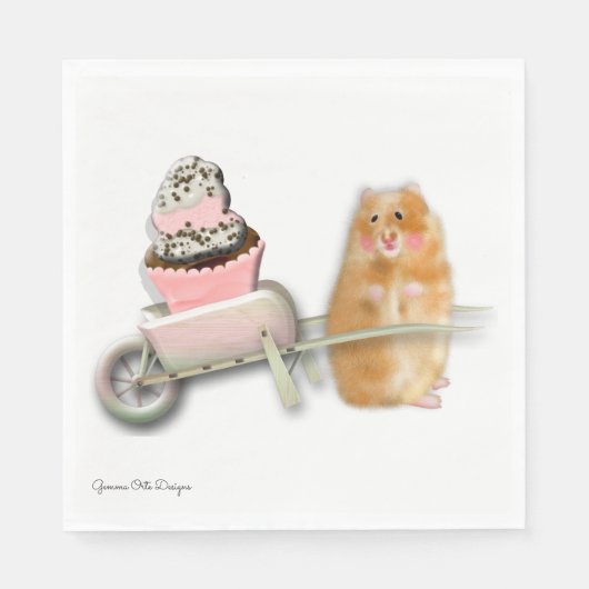 Niedlicher Hamster mit Muffin-Papierserviette. Serviette (Vorderseite)