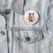 Niedlicher Hamster mit Muffin Pink Gingham Karo Button (Beispiel)