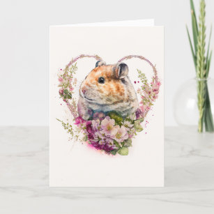 Niedlicher Hamster mit rosa Blume Valentinstag Feiertagskarte