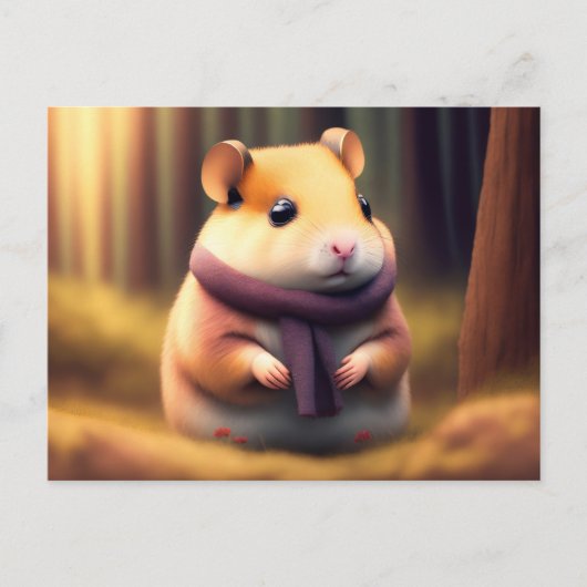 Niedlicher Hamster mit Schal Postkarte (Vorderseite)