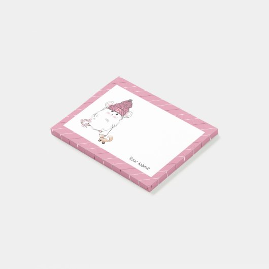 Niedlicher Hamster Pink Custom Post-it Klebezettel (angewinkelt)