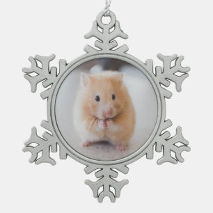Niedlicher Hamster Schneeflocken Zinn-Ornament