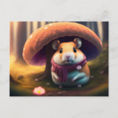 Niedlicher Hamster unter einem Pilz Postkarte (Vorderseite)