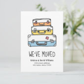Niedlicher Hand gezeichneter Koffer Wir bewegen un Ankündigung (Stehend Vorderseite)