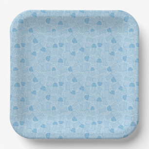 Niedlicher handgemachter Quallen-Muster blauer Hin Pappteller