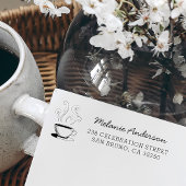 Niedlicher handgezeichnet Coffee Cup Name & Rückse Gummistempel