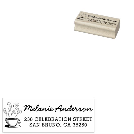 Niedlicher handgezeichnet Coffee Cup Name & Rückse Gummistempel (Stempel)